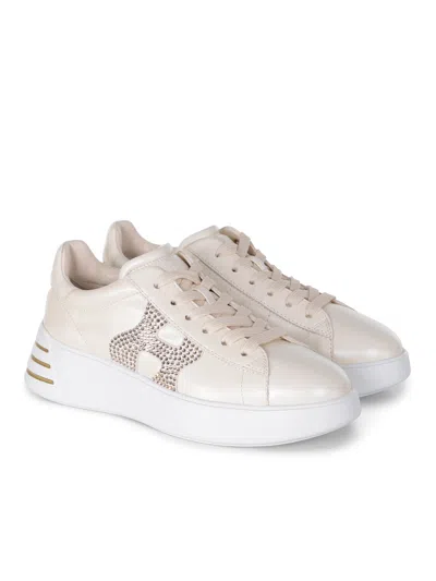 Hogan "rebel" Sneakers Made Of Leather. In Neutral