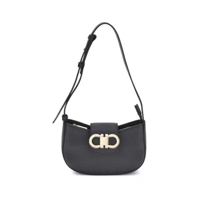 Ferragamo Gabry Black Calf Leather Shoulder Bag