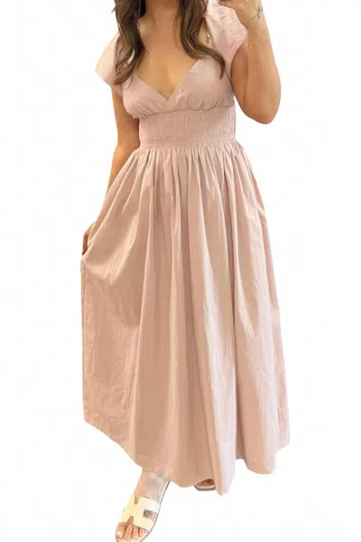Klesis Sawyer Short Sleeve Midi Dress In Light Mauve In Neutral