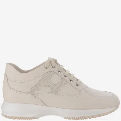Hogan Interactive Low Top Sneakers Leather Mesh Sole In Nude