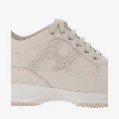 Hogan Interactive Low Top Sneakers Leather Mesh Sole In Nude