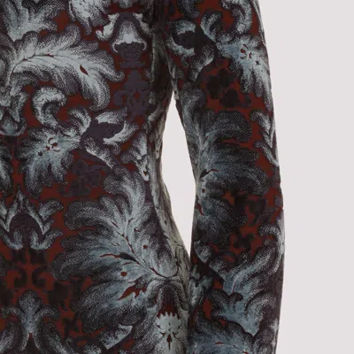 Etro Floral-pattern Mock-neck Midi Dress In Blue