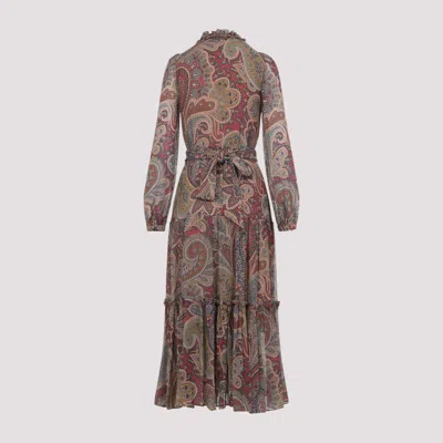 Etro Paisley Print Silk Blend Midi Dress In Multi