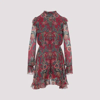 Etro High Neck Floral Print Mini Dress In Multi