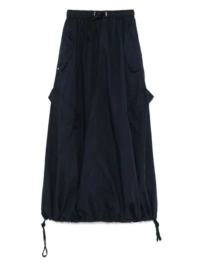 White Sand Navy Blue Cotton Maxi Skirt In Blue