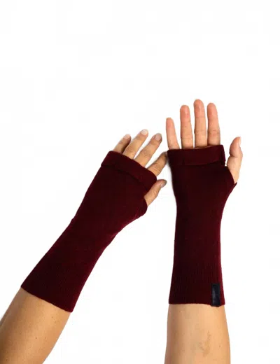 B.b. Sheep Cashmere Fingerless Gloves In Maroon