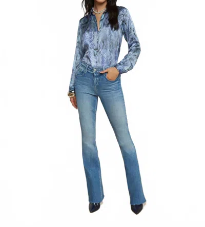 L Agence Ruth Highrise Straight Leg Jeans In Vista In Blue