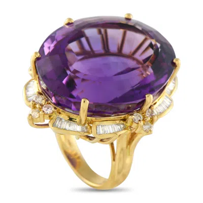 Lb Exclusive 18k Yellow Gold 1.95ct Diamond And Amethyst Ring Mf14-061225 In Gold