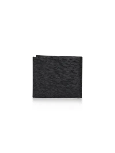 Ferragamo Men Black Hammered Calfskin Gancini Wallet In Black