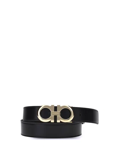 Ferragamo Men Gancini Belt In Black