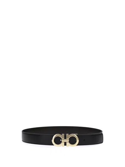 Ferragamo Men Gancini Belt In Black