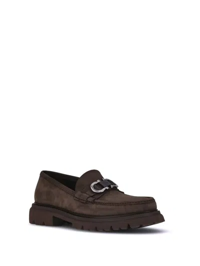 Ferragamo Tank Sole Suede Loafers In Brown