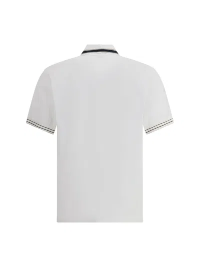 Ferragamo Striped Collar Cotton Polo Shirt In White