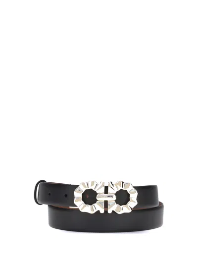 Ferragamo Gancini Reversible Belt In Black