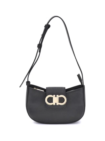 Ferragamo Gabry Black Calf Leather Shoulder Bag