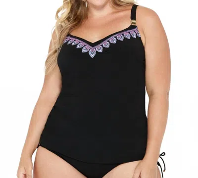 Christina Swimwear Wanderlust Embroidery D-cup Underwire Tankini Top In Chr Black