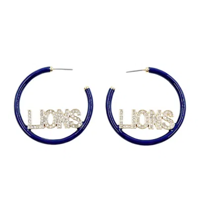 Brianna Cannon Women's Penn State Pave Lions Hoop Earrings In Navy In Blue