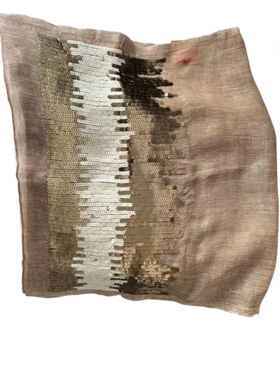 The Gray Crab Women's Rich Linen Blend Scarf In Brown White