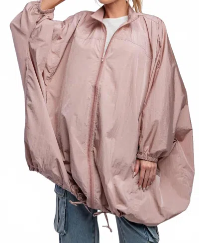 Easel Parachute Oversized Windbreaker In Rose Gold