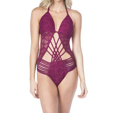 Kenneth Cole Hall Of Fame Push Up One Piece Swimsuit In Kkc Wine