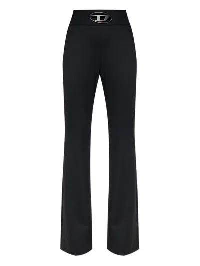 Diesel Women P-erseus Wool Blend Trousers In Black