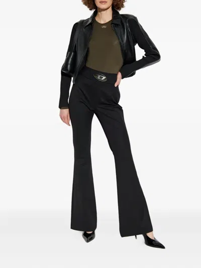 Diesel Women P-erseus Wool Blend Trousers In Black