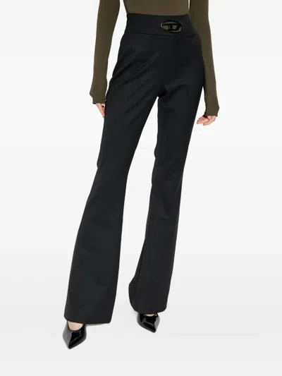 Diesel Women P-erseus Wool Blend Trousers In Black