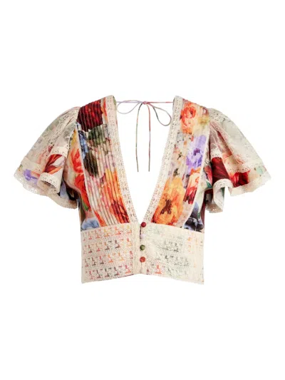 Alice And Olivia Keeley Floral-print Blouse