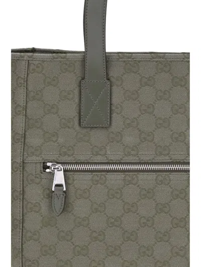 Gucci Gg Canvas Medium Tote Bag In Green
