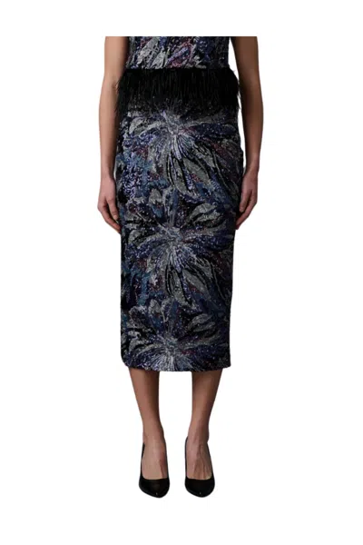 Le Superbe Floral Skirt In Midnight Abstract