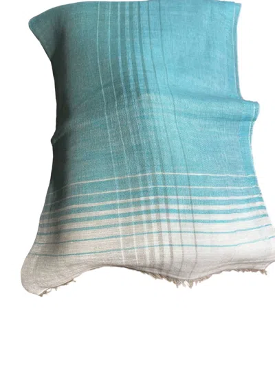 The Gray Crab Women's Linen Cotton Scarf In Blue White