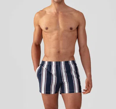 Ron Dorff Vertical Swim Shorts In Navy/white/red In Blue