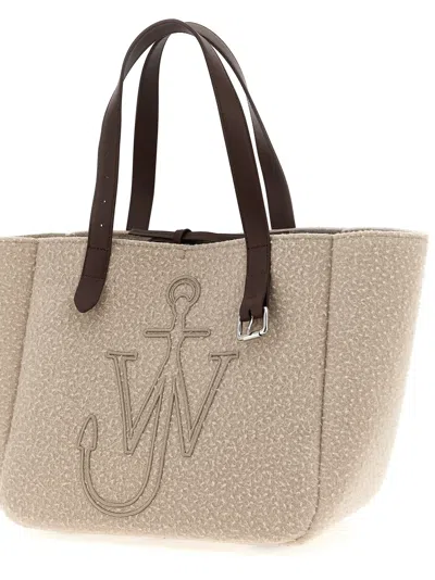 Jw Anderson J. W. Anderson Belt Tote Beige Boiled Wool Shoulder Bag In Pink