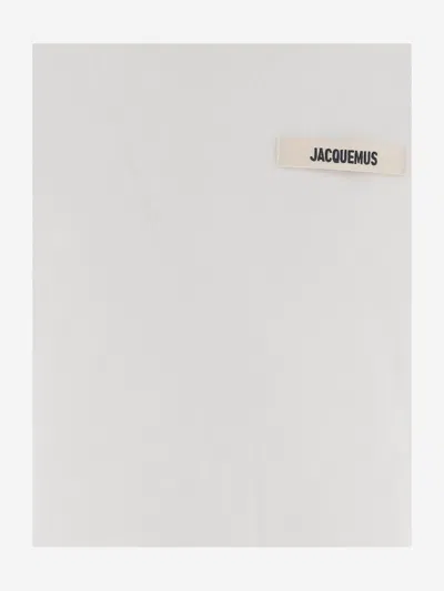 Jacquemus 'le T-shirt Gros Grain' White T-shirt With Logo Patch On The Front In Neutral