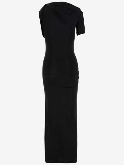 Jacquemus Short-sleeved Black Viscose Midi Dress In Black