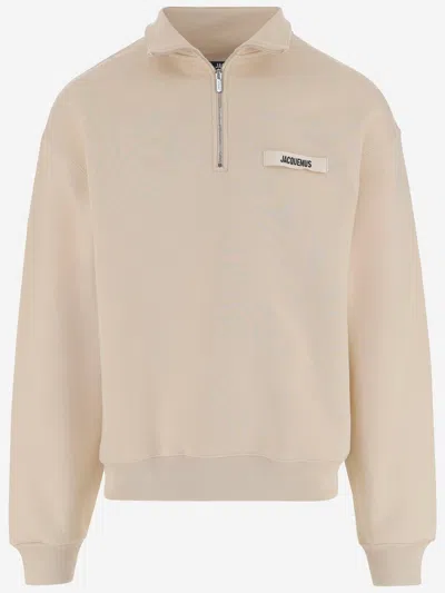 Jacquemus The Gros Grain High-collar Logo Sweatshirt In Neutral