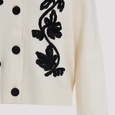 Jil Sander Cn Long Sleeves Cardigan With Velvet Embroidery Women In Neutral