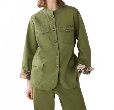 Summum Safari Floral Lining Jacket In Combat Green In Green