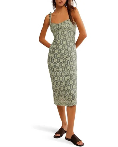Free People Lucinda Lace Midi Dress In Lilypad Combo In Green