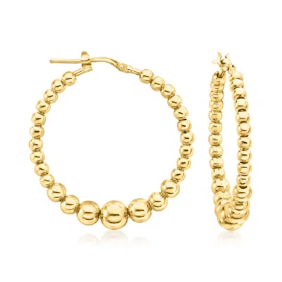 Ross-simons Italian 3-6mm 18kt Gold Over Sterling Graduated Bead Hoop Earrings