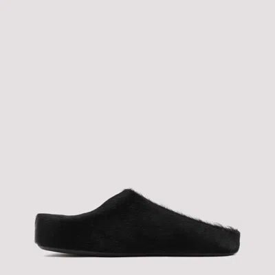 Marni Men Black Calf Hair Fussbett Slippers