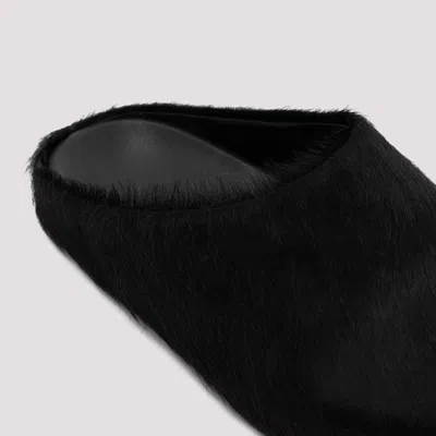 Marni Men Black Calf Hair Fussbett Slippers
