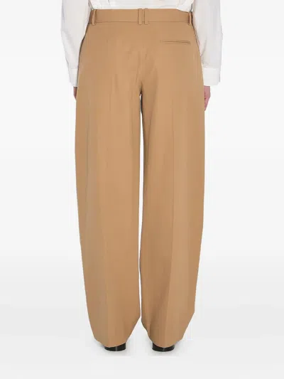 The Row Alfidis Cotton And Cashmere Trousers In Brown