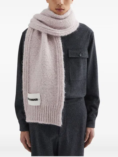 Jil Sander Plus Logo Wool Scarf In Pink