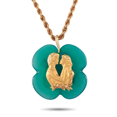Carrera Y Carrera Romeo And Juliet 18k Yellow Gold Necklace Ca08-061225 In Green