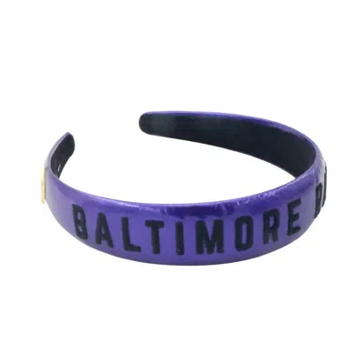 Brianna Cannon Women's Baltimore Ravens Thin Embroidered Headband In Metallic Purple In Purple