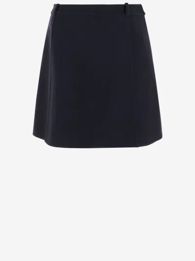 Jil Sander Structured Black Wool Skirt With Belt Loops