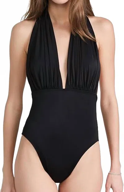 Norma Kamali Halter One Piece Swimsuit In Black In Black