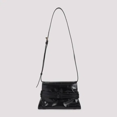 Moschino Structured Leather Shoulder Bag With Adjustable Strap In Black