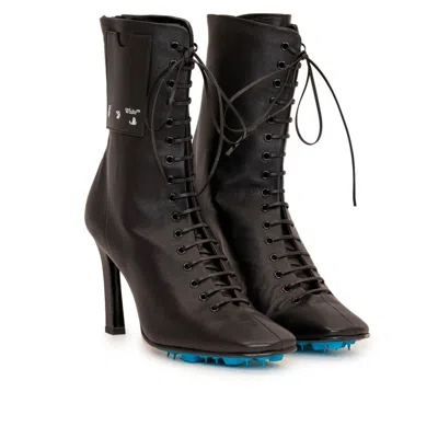 Off-white Off White Leather Heel Boots Women In Black